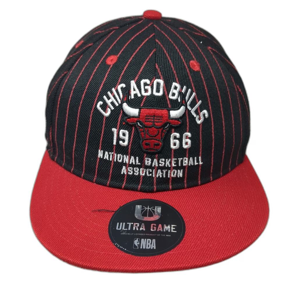Chicago Bulls NBA Ultra Game Snapback Hat Black Red One Size Pinstripe Logo